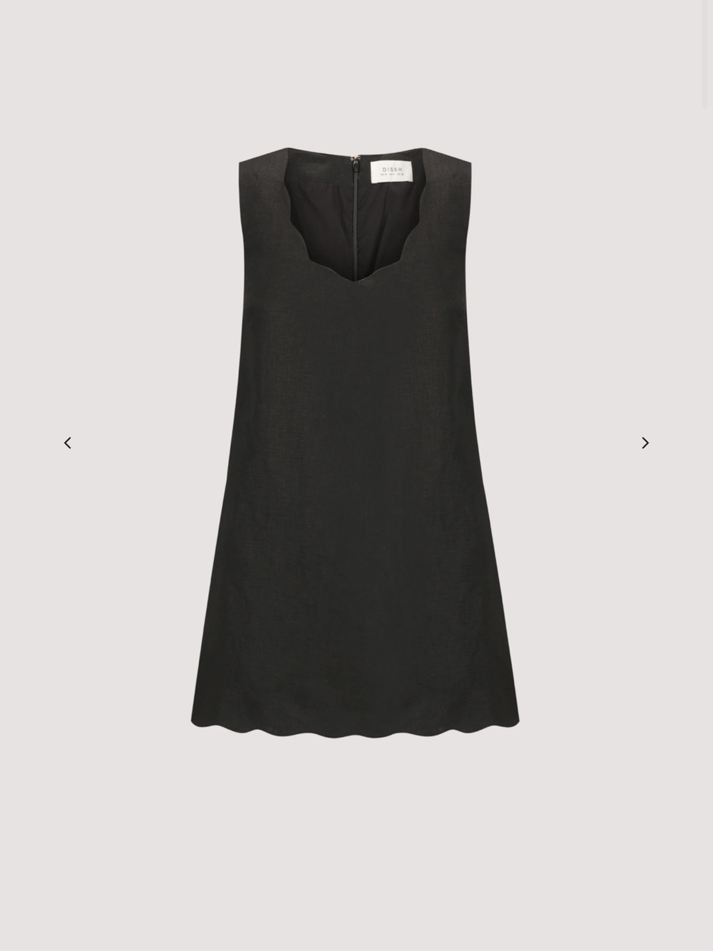DISSH Black Sleeveless Scallop-Hem Mini Dress